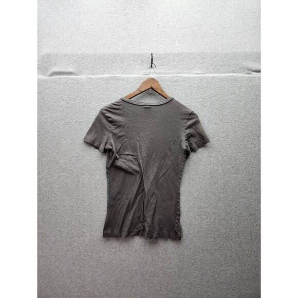 Fox Small Gray V-Neck Graphic T-Shirt Womens 100% Cotton Casual Short Sleeve - Picture 4 of 4